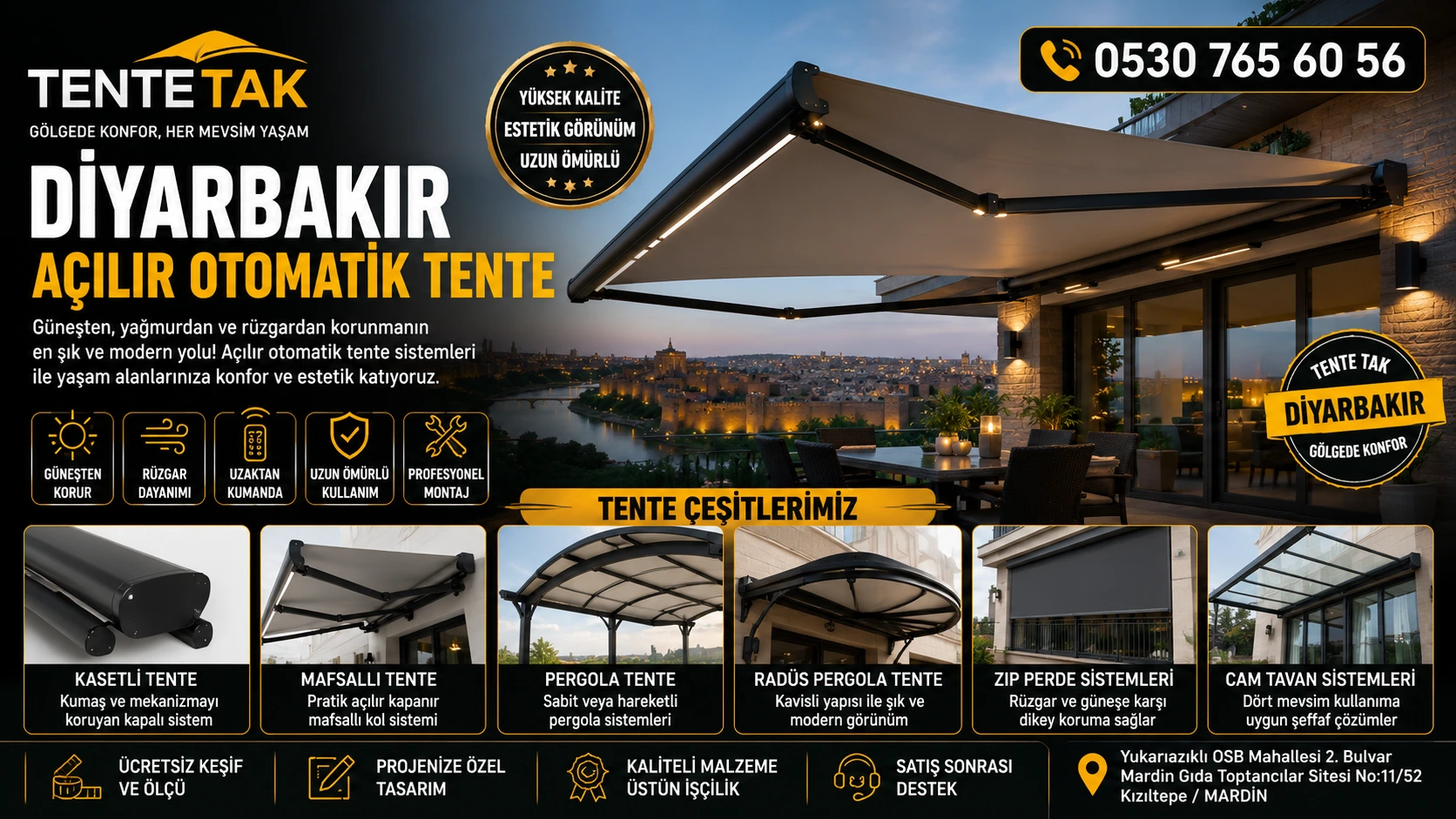 Diyarbakır Yenişehir Yenişehir Açılır Tente